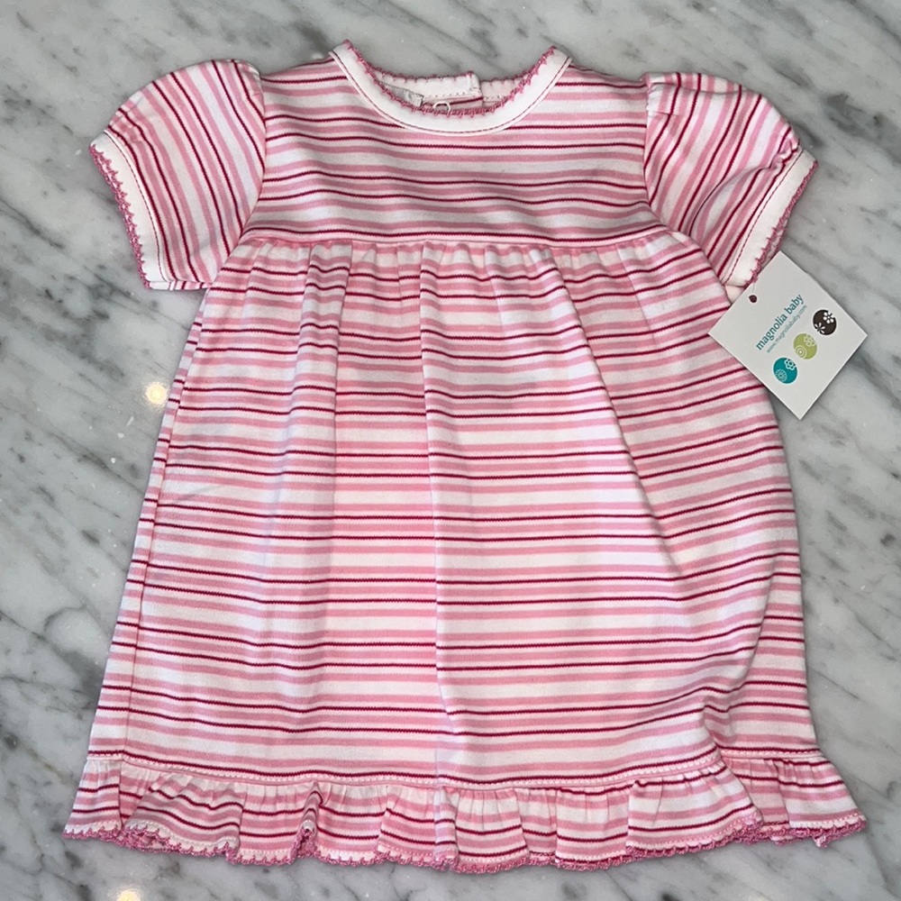 New Magnolia Baby Pink Stripe Knit Dress and Bloomer Set